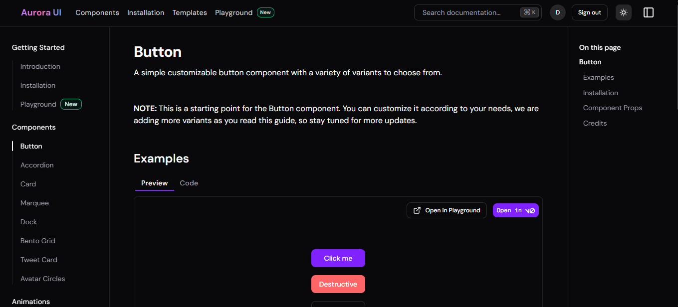 Aurora UI — screenshot 2